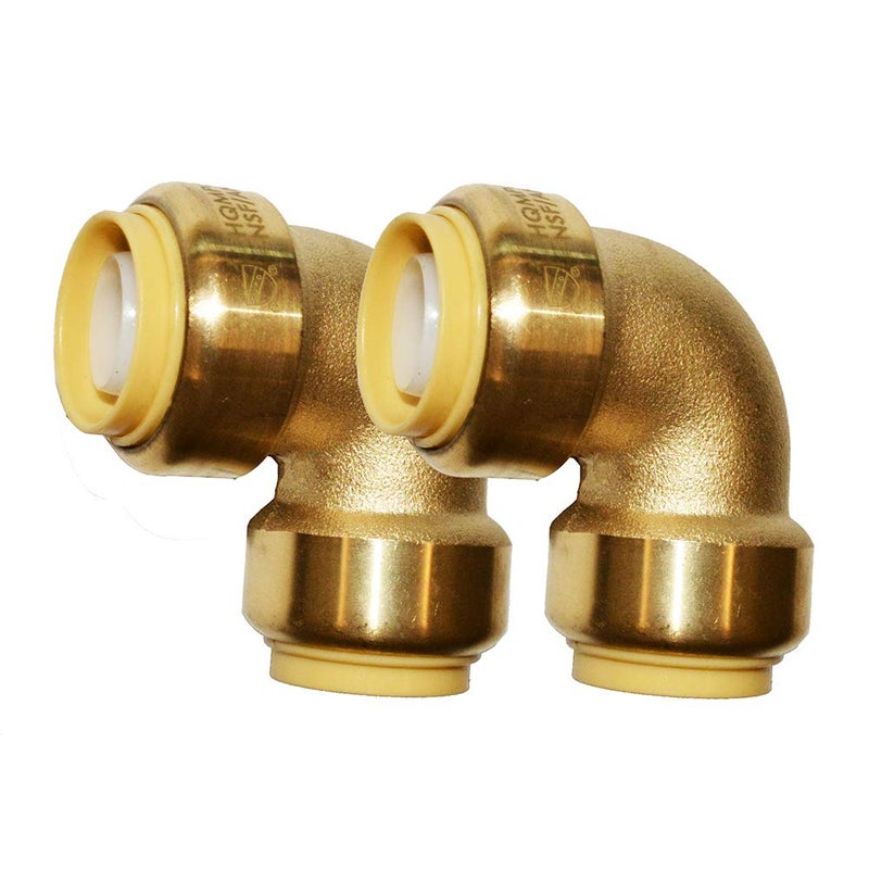 HQMPC Pex Fitting 3/4" Pex ElbowPushFit Elbow 90-Degree -PEX Fitting 3/4" 90 Degree Elbow Push-to-Connect Plumbing Fitting for Copper, PEX, CPVC (2pcs 3/4")") - Image 1